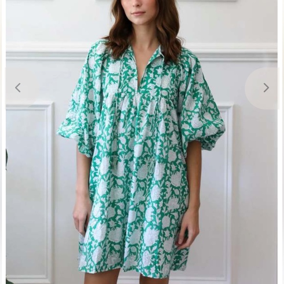 Mille Daisy Dress Size Medium Green Zinnia Print Tassels - Picture 3 of 12